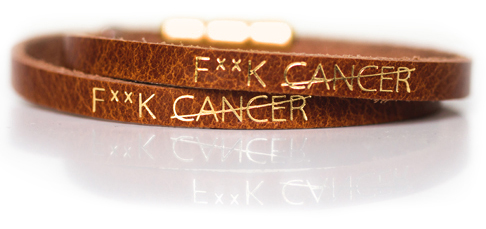 Fxxk Cancer Armband dubbelt, cognac frn KL Sweden/Barncancerfonden