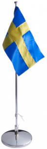 Dacapo Silver Flaggstång nysilver, Svensk flagga, 42cm