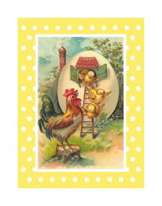 Kort Påsk Kycklingar & Tupp, 8,5x11,5 cm 