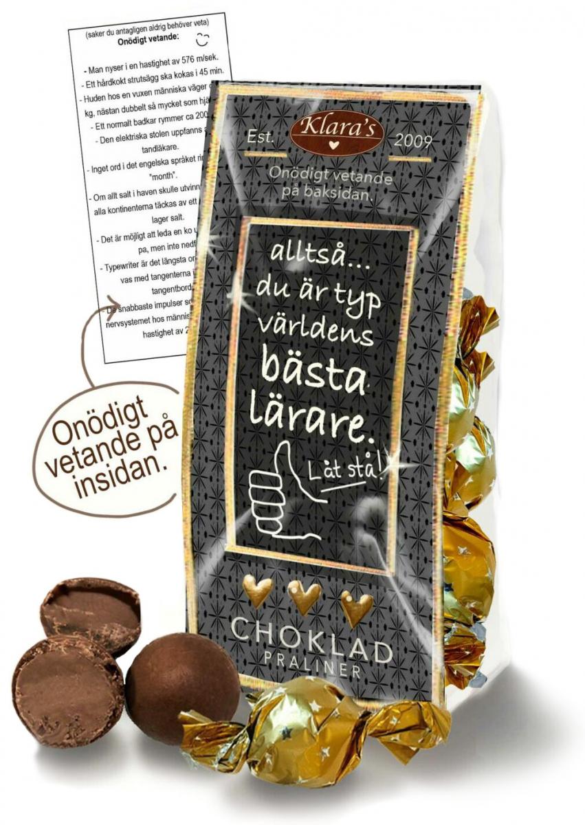 Chokladpraliner Världens bästa lärare - påse med onödigt vetande