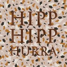 Kort Hipp Hipp Hurra (flerfärgad, folierad text)