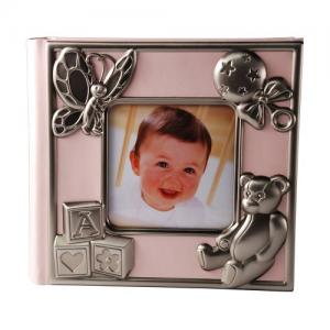 Dacapo Silver Fotoalbum rosa med tennfinish dekor för 100 foton