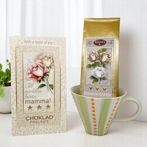 Presentset Mamma (mugg från Majas Lyktor, chokladpraliner och te)