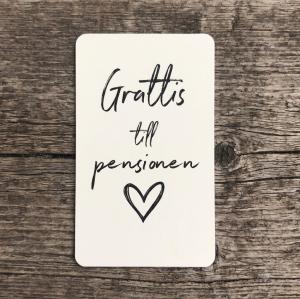 Paketkort Grattis till pensionen, 5,5 x 9cm