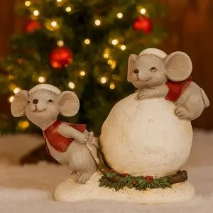 Möss med snöboll juldekoration - A Lot Decoration