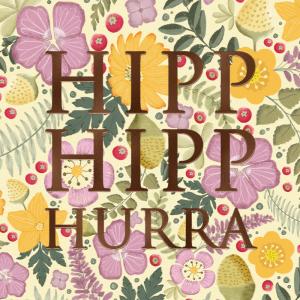 Kort Hipp Hipp Hurra (flerf&auml;rgad, folierad text)