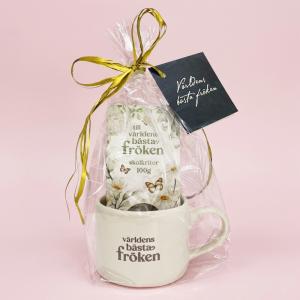 Presentset Mugg Fr&ouml;ken & chokladpraliner i cellofan