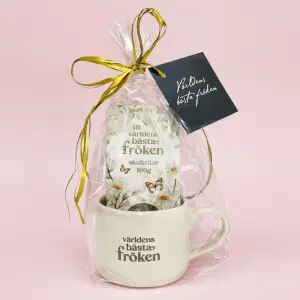 Presentset Mugg Fr&ouml;ken & chokladpraliner i cellofan
