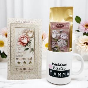 Presentset Mamma (mugg, chokladpraliner och te)