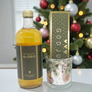 Presentset God Jul, Gl&ouml;gg, Kn&auml;cktryfflar och ljuslykta