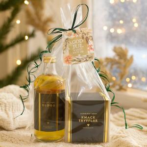 Presentset God Jul i cellofan, Glögg, Knäcktryfflar och kort