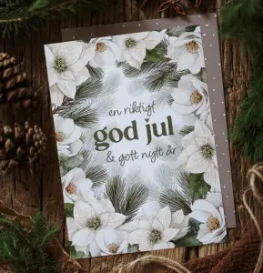 Julkort God Jul & Gott nytt &aring;r, fr&aring;n Majas lyktor s&auml;ljs till f&ouml;rm&aring;n f&ouml;r Barncancerfonden