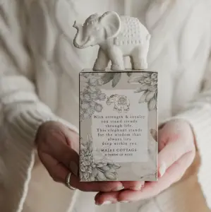 Token/Lyckofigur Elefant i gåvobox från Majas lyktor säljs till förmån för Barncancerfonden