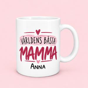 Personlig mugg till mamma med namn &ndash; V&auml;rldens b&auml;sta mamma 