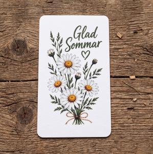 Paketkort Glad Sommar (bukett pr&auml;stkragar), 5,5 x 9cm