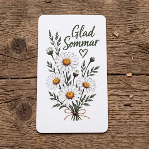 Paketkort Glad Sommar (bukett pr&auml;stkragar), 5,5 x 9cm