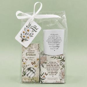 Presentset Fr&ouml;ken Ljuslykta & Godsaker i cellofan