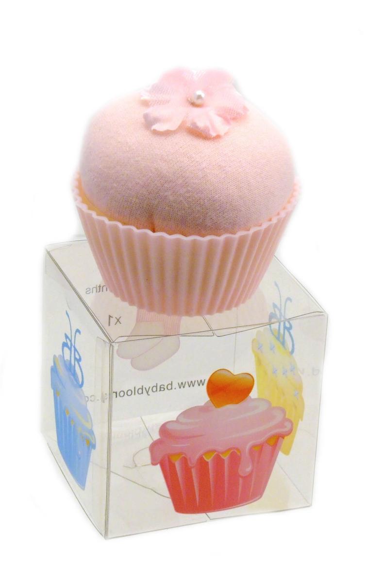  Cupcake Haklapp Jordgubb (rosa) - Babyblooms