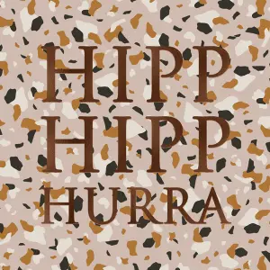 Kort Hipp Hipp Hurra (flerfärgad, folierad text)