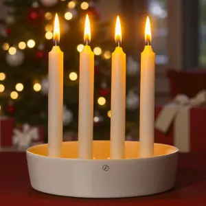 Adventsljusstake, ljusskål glaserad vit - Ernst Kirchsteiger