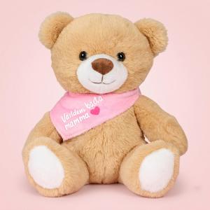 Nalle med rosa scarf V&auml;rldens B&auml;sta Mamma