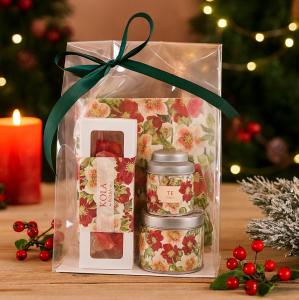 Presentset Julblomma i cellofan (Kolor, te, ljus, disktrasa)