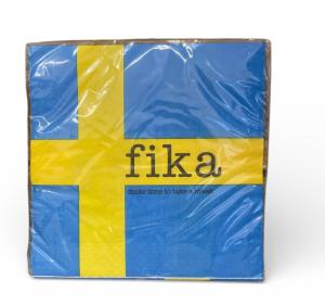 Servetter Swedish Fika (bl&aring;/gul)