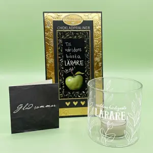Presentset L&auml;rare (lykta, chokladpraliner och kort)