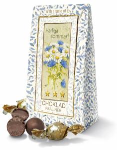 H&auml;rliga Sommar, bl&aring;blommig ask - Lyxiga chokladpraliner