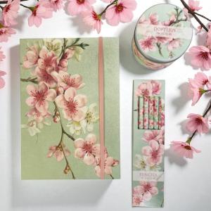 Presentset Körsbärsblomma, Anteckningsbok, pennor & doftljus