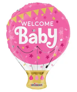 Hisab/Joker Folieballong Welcome Baby, Rosa