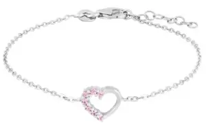 Silverarmband Silverhjärta m. rosa stenar säljs på Presenteriet.se