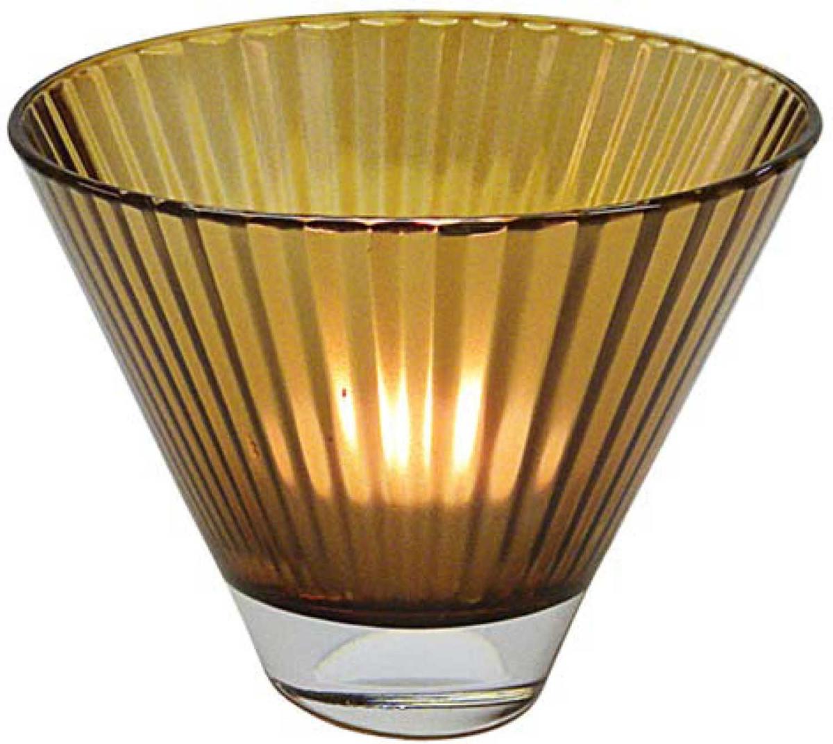  Ljuslykta Optica Bärnsten - Nybro Glasbruk