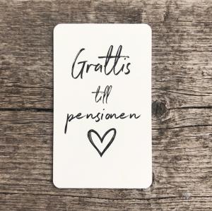 Paketkort Grattis till pensionen, 5,5 x 9cm