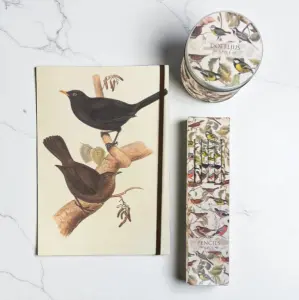 Presentset Birds, Anteckningsbok, pennor & doftljus