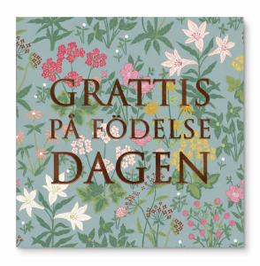 Kort Grattis p&aring; f&ouml;delsedagen (flerf&auml;rgad, folierad text)