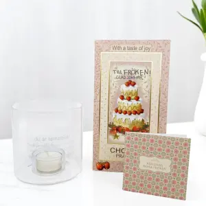 Presentset Fröken (ljuslykta, praliner och kort)