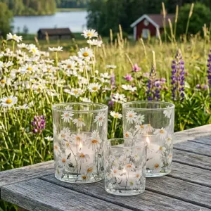 Ljuslykta Daisy, fr&aring;n Majas lyktor s&auml;ljs till f&ouml;rm&aring;n f&ouml;r Barncancerfonden