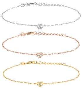 Armband Almanor, hj&auml;rta med stenar