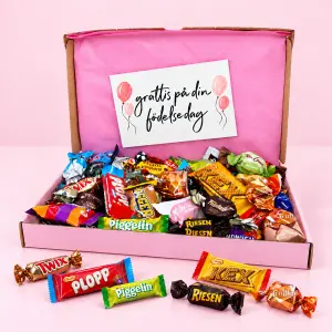 Godisl&aring;da Grattis p&aring; f&ouml;delsedagen, rosa