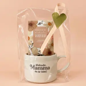 Presentset Mugg Mamma & karameller i cellofan