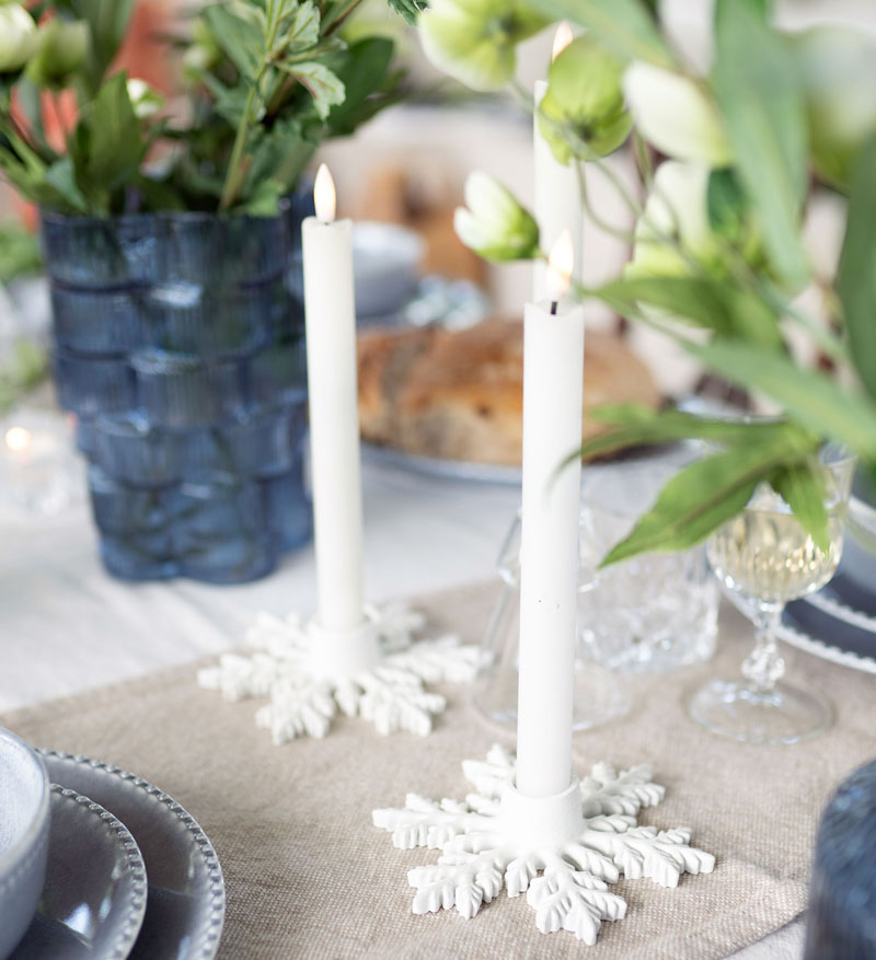 Ljusstake Snöflinga, vit - A Lot Decoration