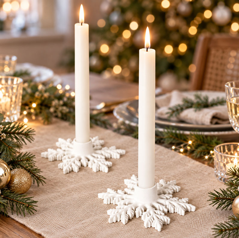 Ljusstake Snöflinga, vit - A Lot Decoration