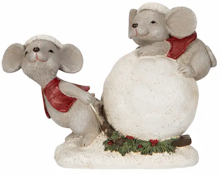 Möss med snöboll juldekoration - A Lot Decoration