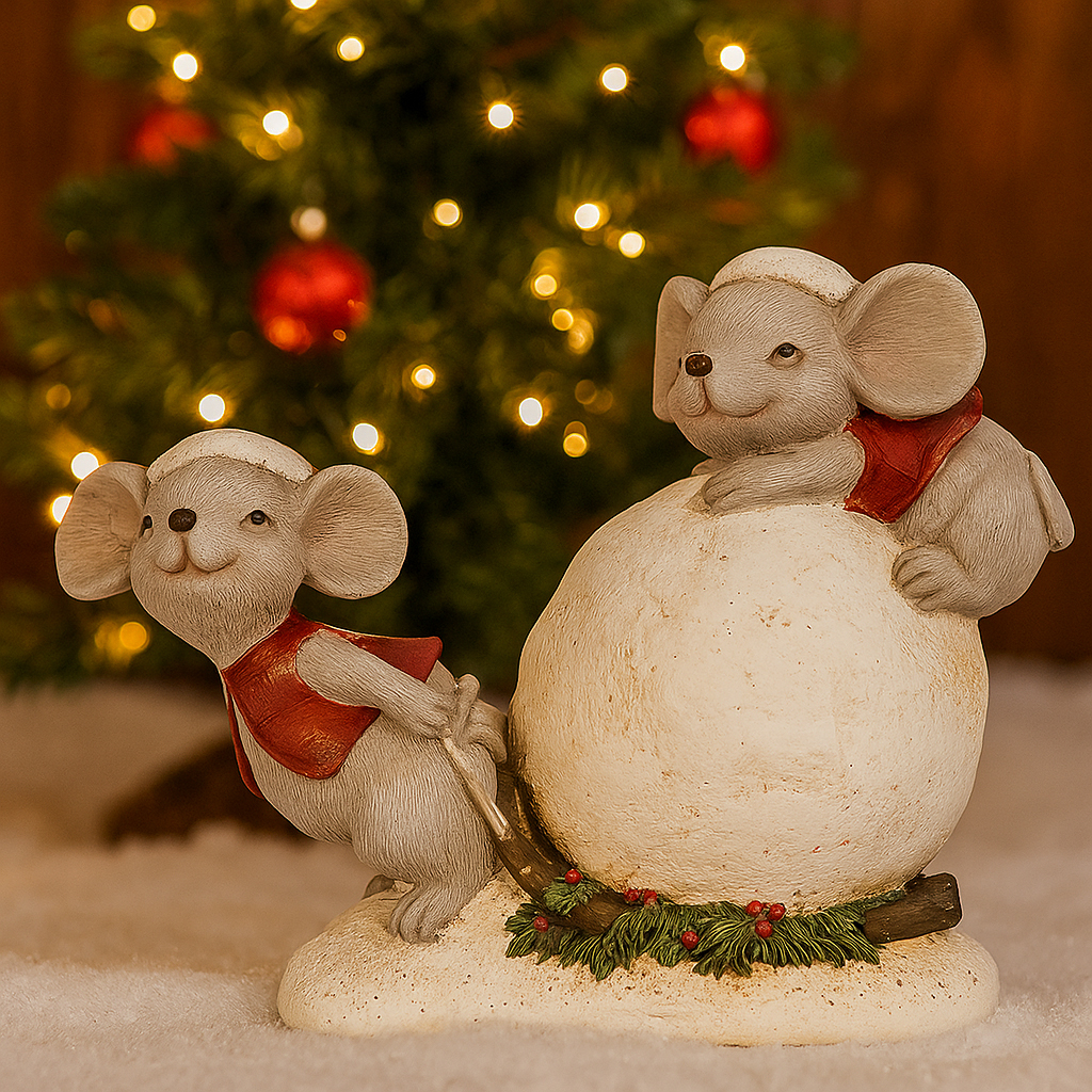 Möss med snöboll juldekoration - A Lot Decoration