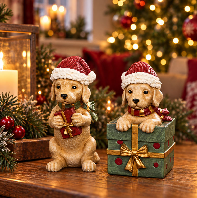 Juldekoration Hund i/med julklapp - A Lot Decoration