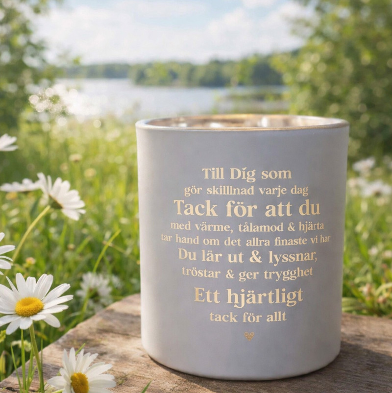 Ljuslykta Till Dig som gör skillnad, från Majas lyktor säljs till förmån för Barncancerfonden