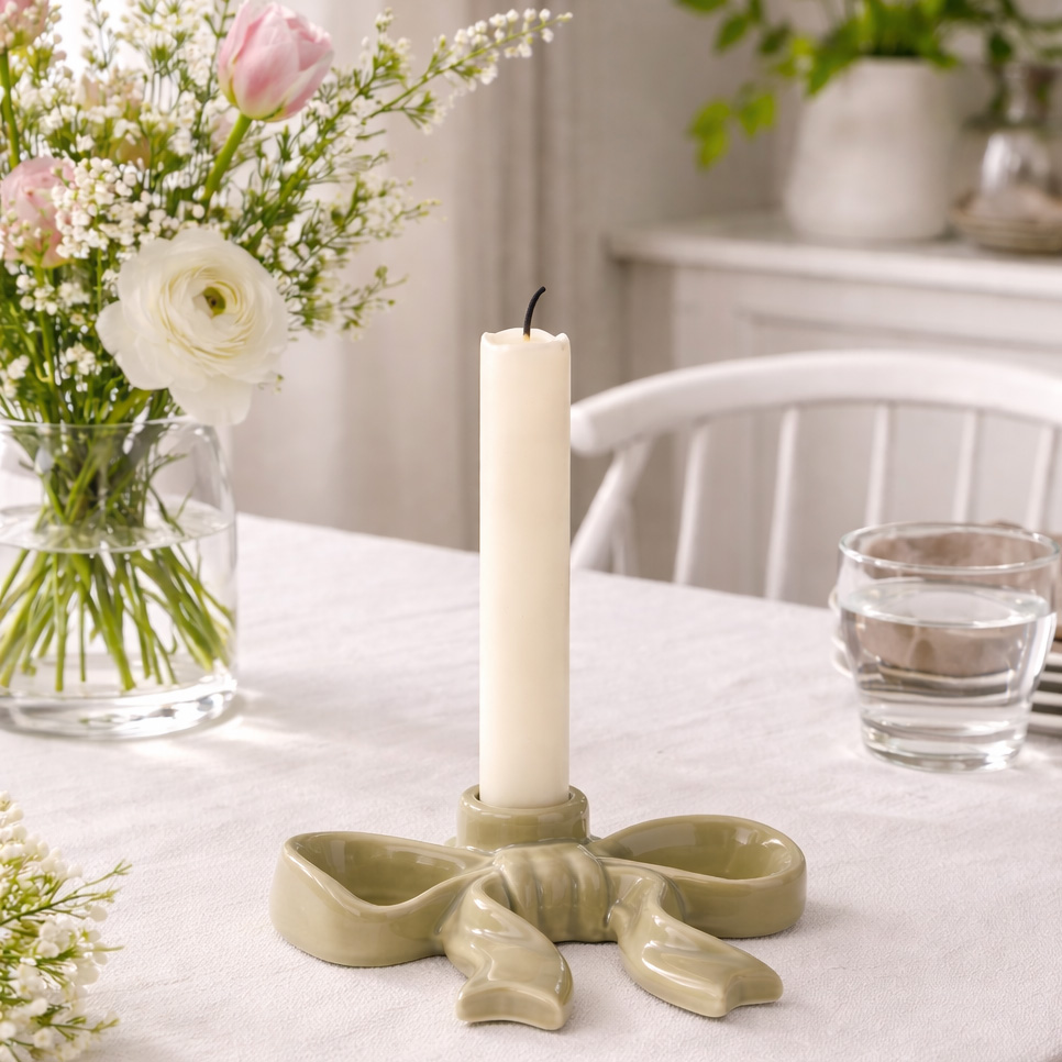 Ljusstake Fenja Rosett, sage - Mitt & Ditt 