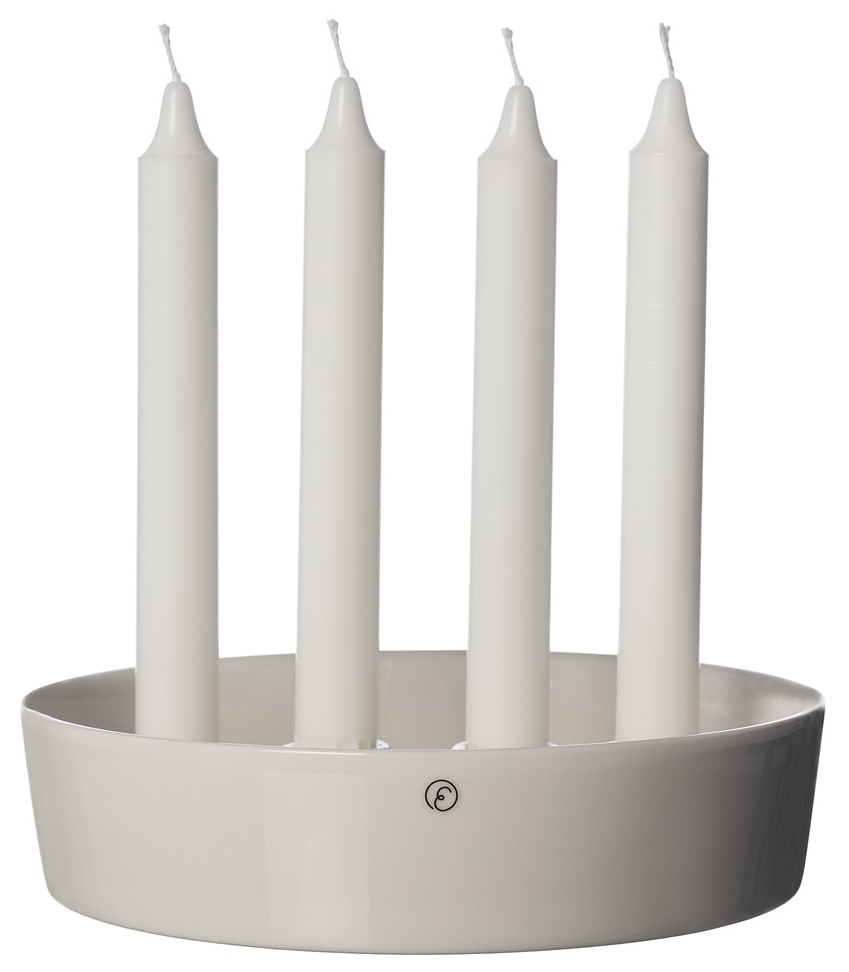 Adventsljusstake, ljusskål glaserad vit - Ernst Kirchsteiger