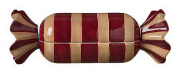 Candy skål med lock, 2-set, vinröd/beige